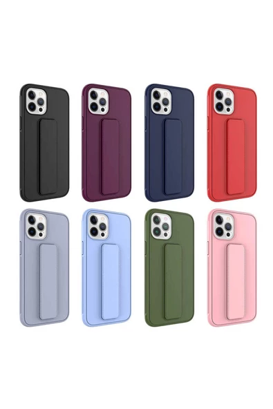 CEPCASE    Apple  iPhone 12 Pro Max Kılıf Standlı Kamera Çıkıntılı Gövdeyi Tam Saran Deri Dokulu Tam Uyumlu - Resim 3