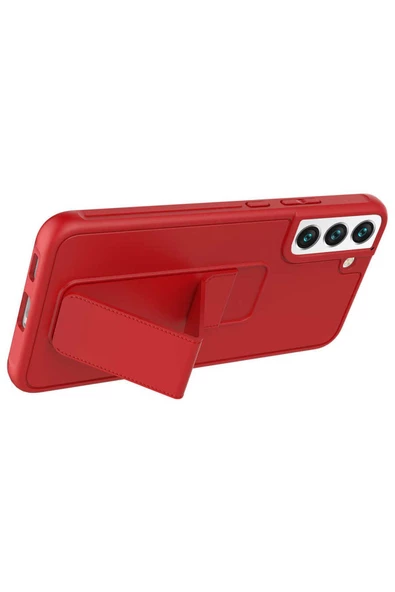 CEPCASE    Samsung Galaxy S22 Plus Kılıf Standlı Kamera Çıkıntılı Gövdeyi Tam Saran Deri Dokulu Tam Uyumlu - Resim 3