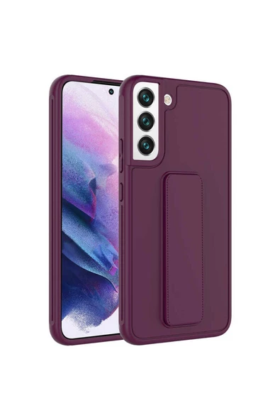 CEPCASE    Samsung Galaxy S22 Plus Kılıf Standlı Kamera Çıkıntılı Gövdeyi Tam Saran Deri Dokulu Tam Uyumlu - Resim 2