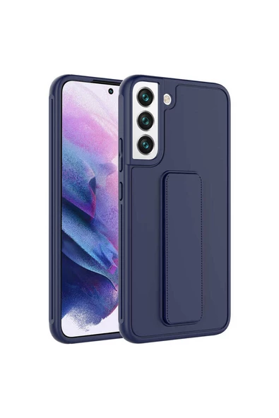 CEPCASE    Samsung Galaxy S22 Plus Kılıf Standlı Kamera Çıkıntılı Gövdeyi Tam Saran Deri Dokulu Tam Uyumlu