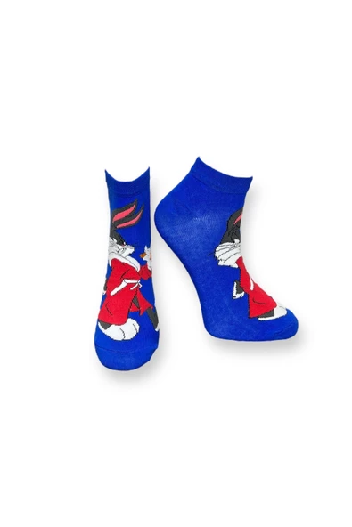 Me-vo 4'lü Çizgi Film Karakterli Unisex Esnek Nem Alabilen Pamuklu Çok Renkli Patik Çoraplar - Resim 5