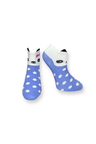 Me-vo 2'li Çok Renkli Unisex Esnek Nem Alabilen Pamuklu Hayvan Desenli Patik Çoraplar - Resim 2