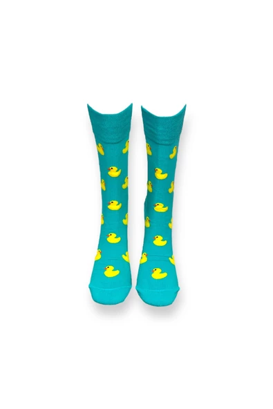 Me-vo 2'li Sevimli Civ civ Ve Ördek Desenli Unisex Esnek Nem Alabilen Pamuklu Çok Renkli Soket Çoraplar - Resim 7