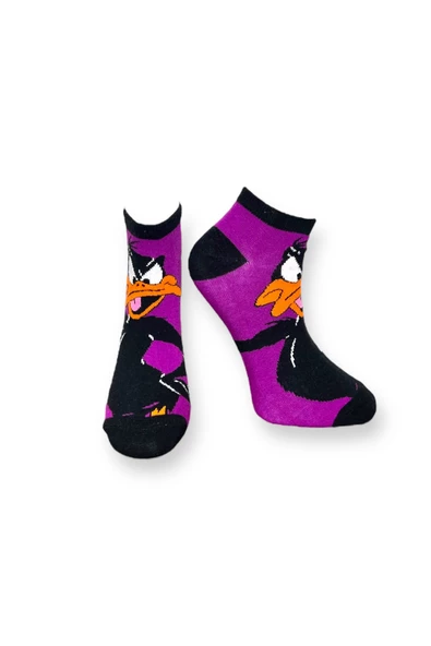 Me-vo 4'lü Çizgi Film Karakterli Unisex Esnek Nem Alabilen Pamuklu Çok Renkli Patik Çoraplar - Resim 4