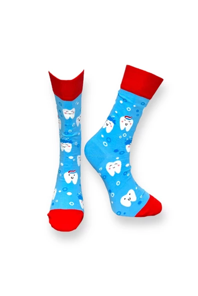 Me-vo 4'lü Çok Renkli Unisex Esnek Nem Alabilen Pamuklu Doktor Desenli Soket Çoraplar - Resim 2