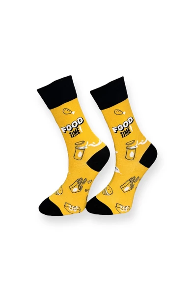 Me-vo Tekli Sarı Renkli Unisex Esnek Nem Alabilen Pamuklu Desenli Soket Çorap - Resim 2
