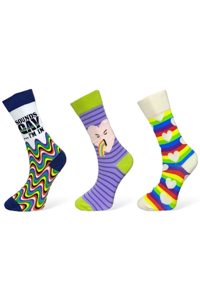 Me-vo 3'lü Çok Renkli Unisex Esnek Nem Alabilen Pamuklu Renk Bloklu Soket Çoraplar ürün görseli