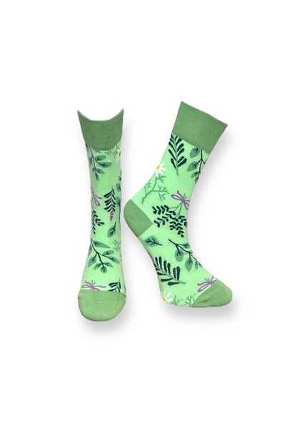 Me-vo 3'lü Çiçek Bahçesi Desenli Unisex Esnek Nem Alabilen Pamuklu Çok Renkli Soket Çoraplar - Resim 6