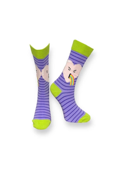 Me-vo 3'lü Çok Renkli Unisex Esnek Nem Alabilen Pamuklu Renk Bloklu Soket Çoraplar - Resim 4