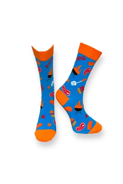 Me-vo 4'lü Karışık Renkli Unisex Esnek Nem Alabilen Pamuklu Desenli Soket Çoraplar - Resim 3