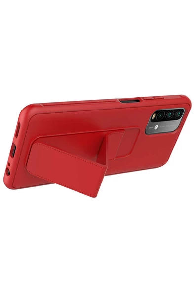 CEPCASE    Xiaomi Poco M5S Kılıf Standlı Kamera Çıkıntılı Gövdeyi Tam Saran Deri Dokulu Tam Uyumlu - Resim 2