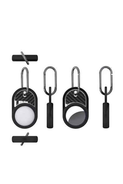 CEPCASE    Airtag Uyumlu Koruyucu Kılıf Karbon Fiber Tasarım Silikon Anahtarlık Kılıf - Resim 3