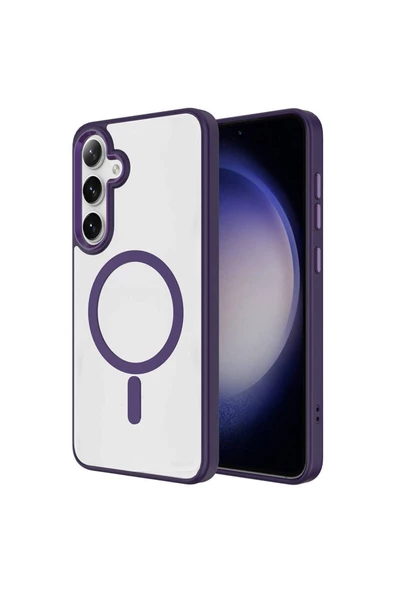 CEPCASE    Galaxy S24 Kılıf Wireless Mıknatıslı Magsafe Şarj Özellikli Krom Detay  Kalıp Kapak - Resim 3