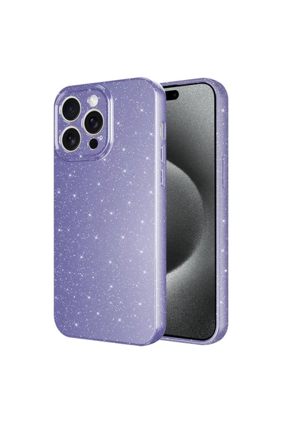 CEPCASE    Apple  iPhone 15 Pro Kılıf Kamera Korumalı Simli Renkli Yüzey Lüks Kapak Tam Koruma - Resim 2