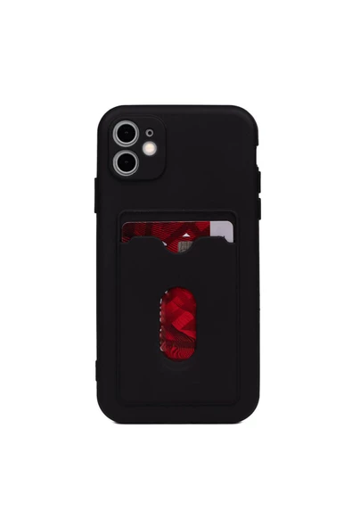 CEPCASE    Apple iPhone 11 Kılıf 2 Adet Kartvizit Bölmeli Soft Yüzey Darbe Emici Silikon Kapak