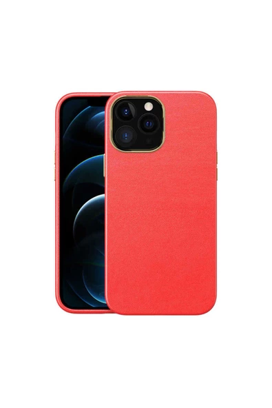CEPCASE    Apple  iPhone 12 Pro Max Kılıf Faux Leather Deri Tasarım Metal Tuş Darbe Emici Sağlam Koruma ürün görseli 1