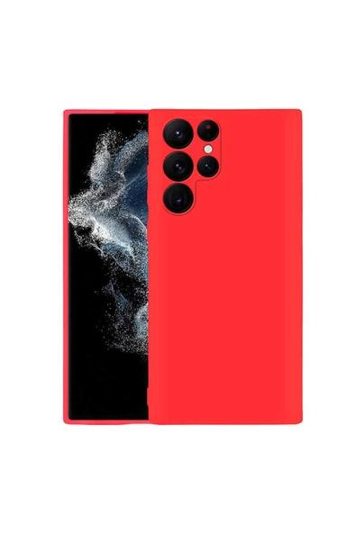CEPCASE    Samsung Galaxy S22 Ultra Kılıf Lansman Model Kadife İç Tasarım Soft Mat Yüzey Silikon Kapak