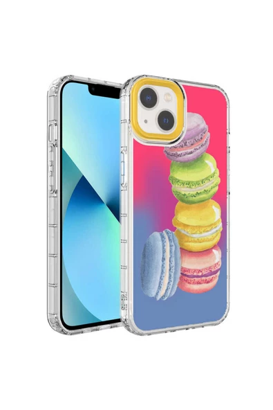 CEPCASE    Apple  iPhone 14  Uyumlu Kılıf Kamera Korumalı Colourful Desenli Hard Silikon Summer Style Kapak