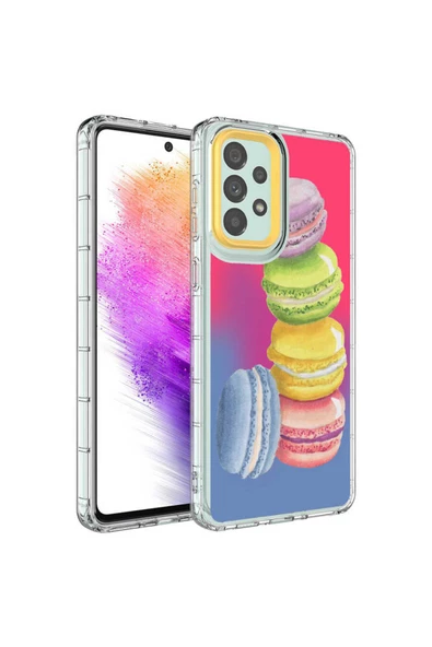 CEPCASE    Samsung Galaxy A13 4GUyumlu Kılıf Kamera Korumalı Colourful Desenli Hard Silikon Summer Style Kapak