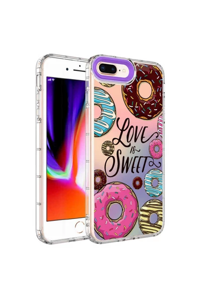 CEPCASE    Apple  iPhone 7 Plus Kılıf Kamera Korumalı Colourful Desenli Hard Silikon Summer Style Kapak
