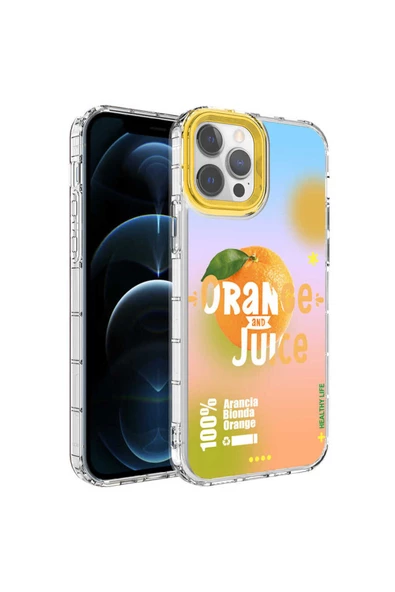 CEPCASE    Apple  iPhone 13 Pro Kılıf Kamera Korumalı Colourful Desenli Hard Silikon Summer Style Kapak