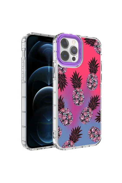 CEPCASE    Apple  iPhone 14 Pro Max Kılıf Kamera Korumalı Colourful Desenli Hard Silikon Summer Style Kapak