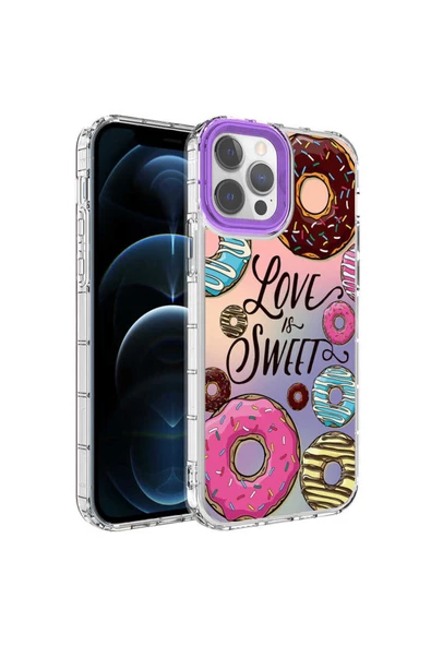 CEPCASE    Apple  iPhone 12 Pro Max Kılıf Kamera Korumalı Colourful Desenli Hard Silikon Summer Style Kapak