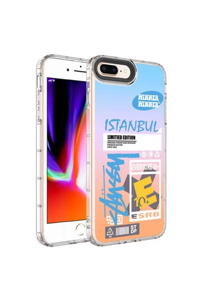 CEPCASE    Apple  iPhone 7 Plus Kılıf Kamera Korumalı Colourful Desenli Hard Silikon Summer Style Kapak