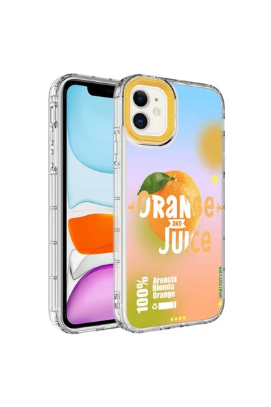 CEPCASE    Apple iPhone 11 Kılıf Kamera Korumalı Colourful Desenli Hard Silikon Summer Style Kapak ürün görseli