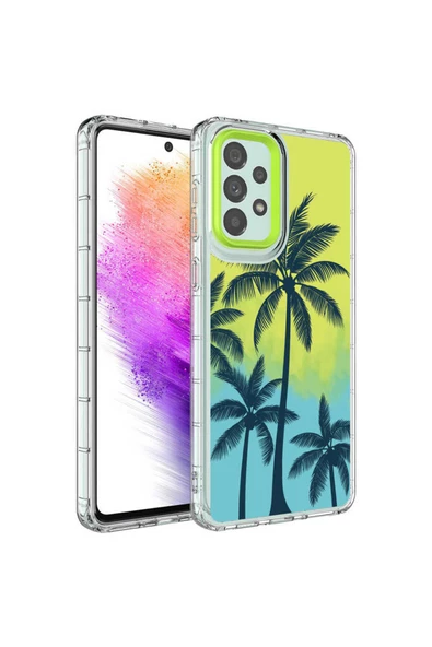 CEPCASE    Samsung Galaxy A33 5G Kılıf Kamera Korumalı Colourful Desenli Hard Silikon Summer Style Kapak