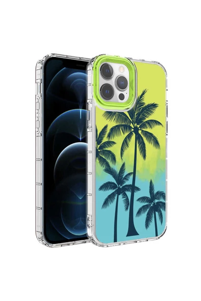 CEPCASE    Apple  iPhone 12 Pro Kılıf Kamera Korumalı Colourful Desenli Hard Silikon Summer Style Kapak ürün görseli 1