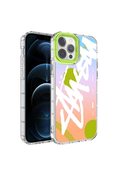 CEPCASE    Apple  iPhone 14 Pro Kılıf Kamera Korumalı Colourful Desenli Hard Silikon Summer Style Kapak