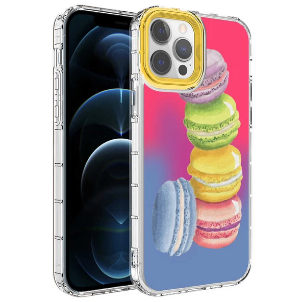 CEPCASE    Apple  iPhone 12 Pro Max Kılıf Kamera Korumalı Colourful Desenli Hard Silikon Summer Style Kapak