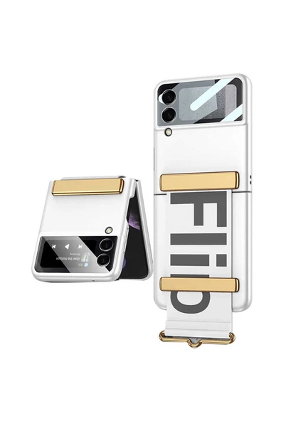 CEPCASE    Galaxy Z Flip 3 Kılıf Kayar Band Aparatlı Kolay Taşıma Metal Uyumlu  Kalıp Kapak