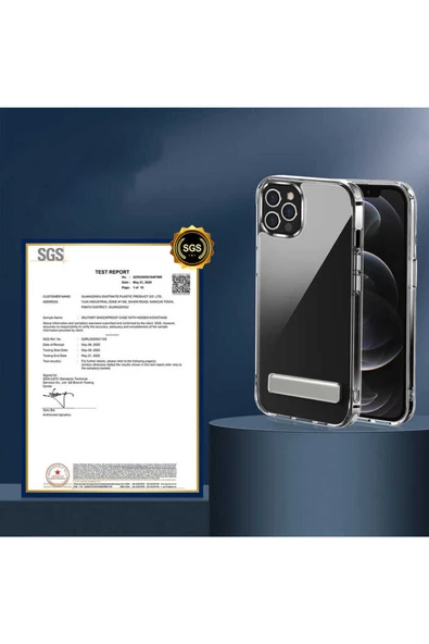 CEPCASE    Apple  iPhone 14 Pro Kılıf Standlı Şeffaf Silikon L-stand Tasarım Airbag Shockproff Kapak - Resim 3