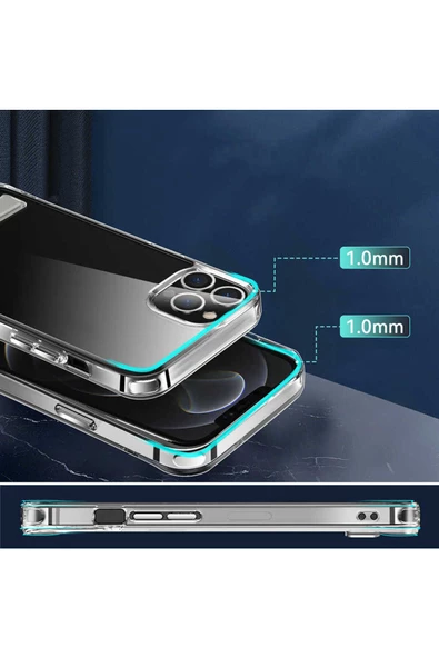 CEPCASE    Apple  iPhone 14 Pro Kılıf Standlı Şeffaf Silikon L-stand Tasarım Airbag Shockproff Kapak - Resim 6