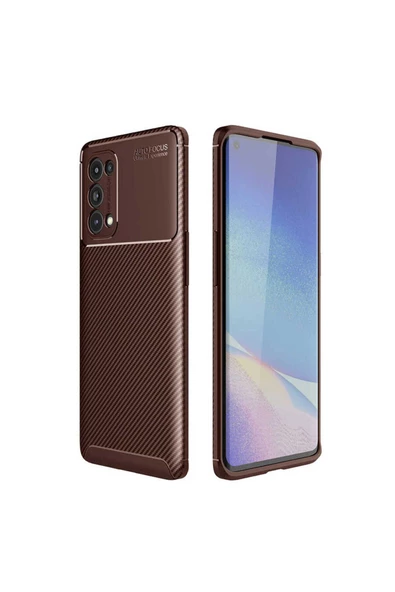 CEPCASE    Oppo Reno 5 5G Kılıf Karbon Fiber Tasarım Ultra Slim Lüx Görünüm Silikon Kapak