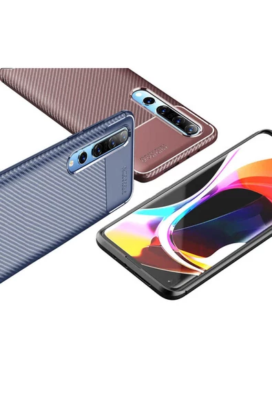 CEPCASE    Xiaomi Mi 10 Kılıf Karbon Fiber Tasarım Ultra Slim Lüx Görünüm Silikon Kapak - Resim 6