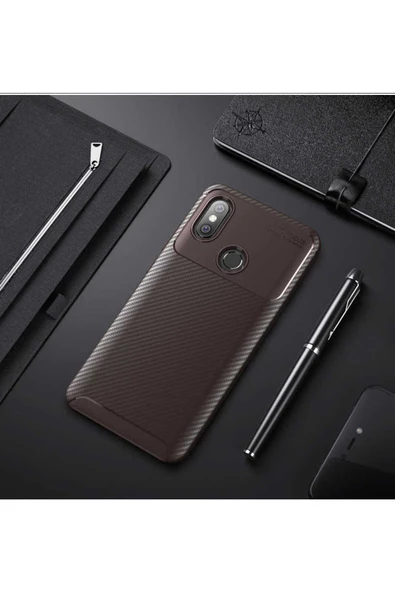 CEPCASE    Xiaomi Redmi Note 6 Pro Kılıf Karbon Fiber Tasarım Ultra Slim Lüx Görünüm Silikon Kapak ürün görseli
