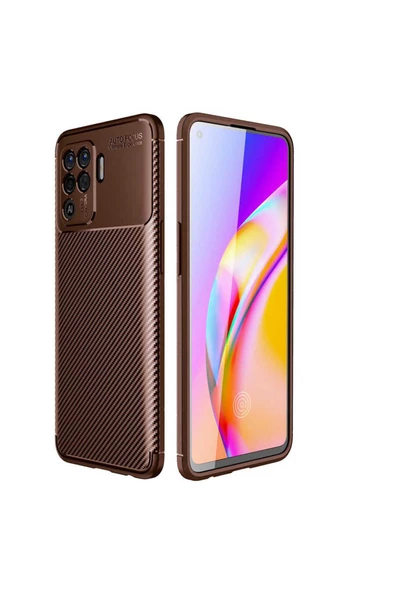 CEPCASE    Oppo Reno 5 Lite Kılıf Karbon Fiber Tasarım Ultra Slim Lüx Görünüm Silikon Kapak