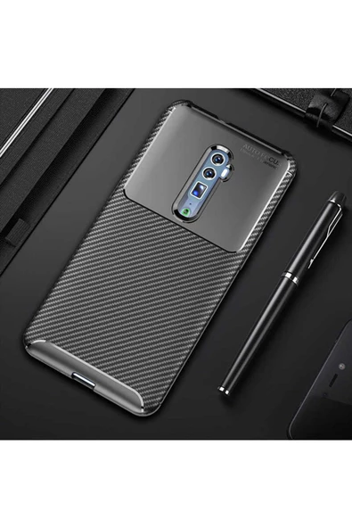 CEPCASE    Oppo Reno 10X Zoom Kılıf Karbon Fiber Tasarım Ultra Slim Lüx Görünüm Silikon Kapak ürün görseli