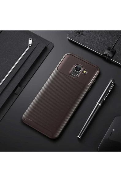 CEPCASE    Samsung Galaxy J6 Kılıf Karbon Fiber Tasarım Ultra Slim Lüx Görünüm Silikon Kapak