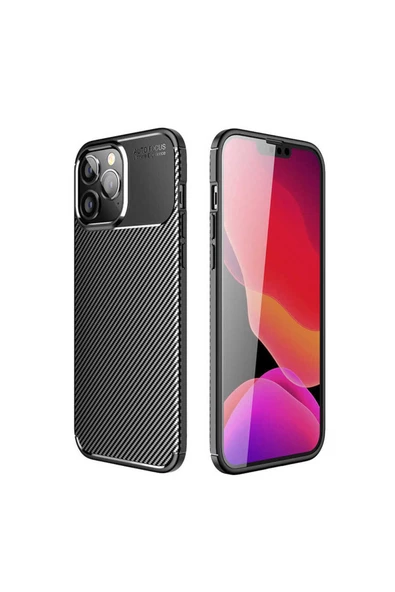 CEPCASE    Apple iPhone 14 Pro Kılıf Karbon Fiber Tasarım Ultra Slim Lüx Görünüm Silikon Kapak