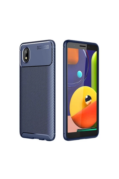 CEPCASE    Samsung Galaxy A01 Core Kılıf Karbon Fiber Tasarım Ultra Slim Lüx Görünüm Silikon Kapak
