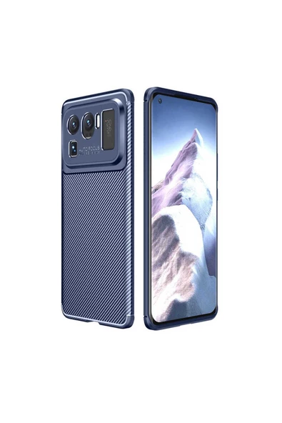 CEPCASE    Xiaomi Mi 11 Ultra Kılıf Karbon Fiber Tasarım Ultra Slim Lüx Görünüm Silikon Kapak