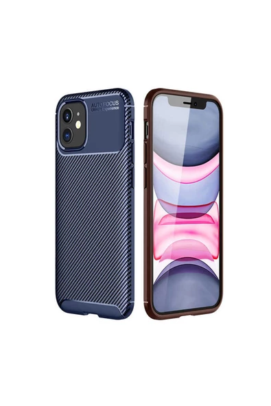 CEPCASE    Apple iPhone 12 Kılıf Karbon Fiber Tasarım Ultra Slim Lüx Görünüm Silikon Kapak