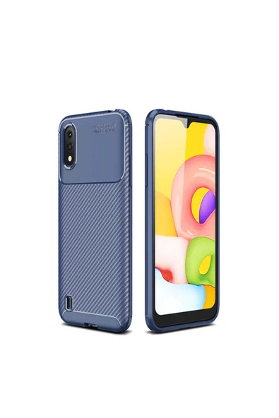 CEPCASE    Samsung Galaxy A01 Kılıf Karbon Fiber Tasarım Ultra Slim Lüx Görünüm Silikon Kapak
