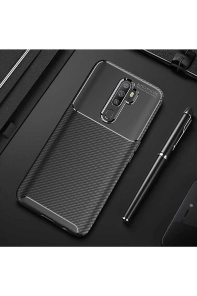 CEPCASE    Oppo A9 2020 Kılıf Karbon Fiber Tasarım Ultra Slim Lüx Görünüm Silikon Kapak ürün görseli