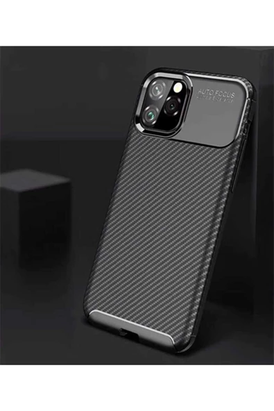 CEPCASE    Apple iPhone 11 Pro Max Kılıf Karbon Fiber Tasarım Ultra Slim Lüx Görünüm Silikon Kapak - 5