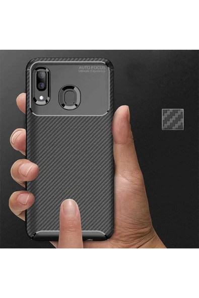 CEPCASE    Samsung Galaxy A20 Kılıf Karbon Fiber Tasarım Ultra Slim Lüx Görünüm Silikon Kapak - 6